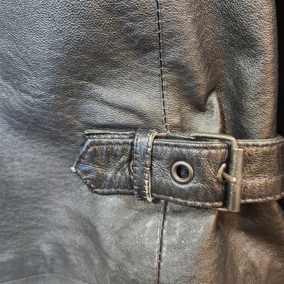 Pelle Cuir Black Leather Bomber Jacket Mens XL Buckles Vintage minor flaws - Picture 15 of 15
